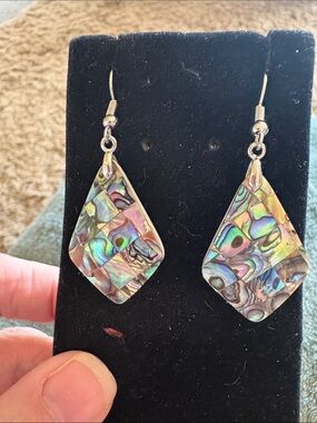 Abalone Shell Mosaic Drop Earrings - Multicolor